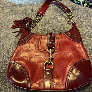 Coach red leather bag